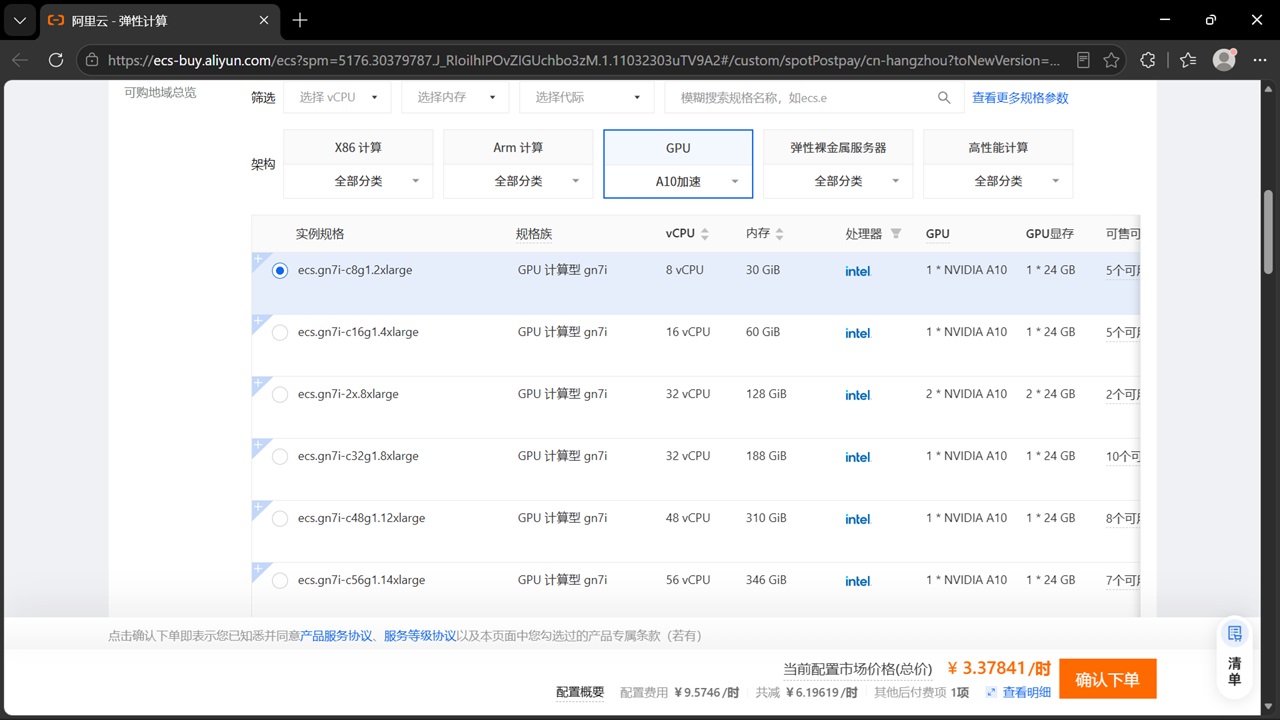 GPU A10 实例规格